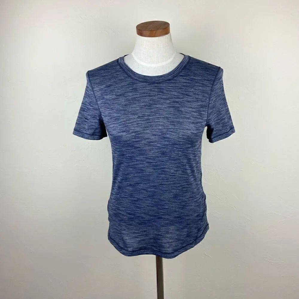 Lululemon Long Distance Short Sleeve Tee - Heathered Deep Navy - Picture 2 of 7